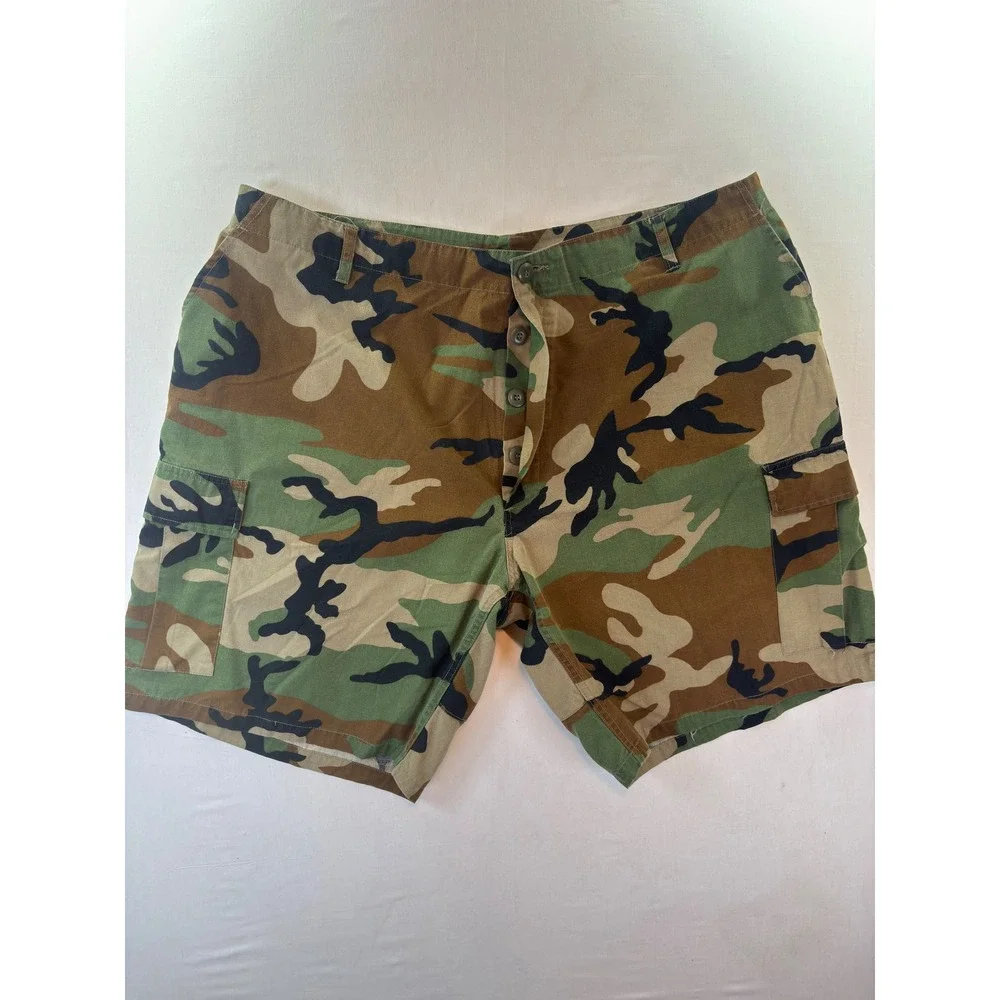 Atlanco Mens Woodland Camo Cargo Shorts XXXL Ripstop Tactical Military 8415-01